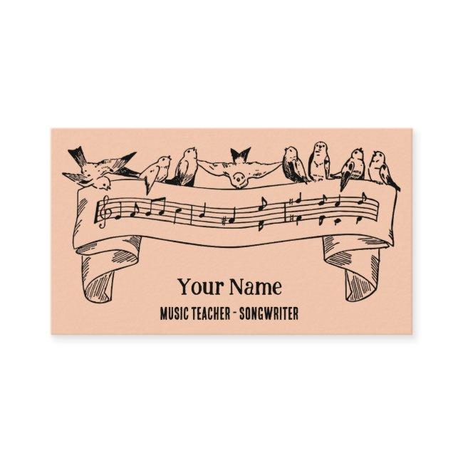 Vintage Line Art Birds Music Notes Customized