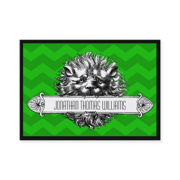 Vintage Lion & Green Chevron Modern