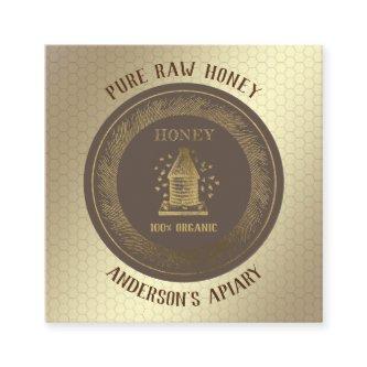 Vintage Luxury gold bee hive honey/apiary/bee farm Square