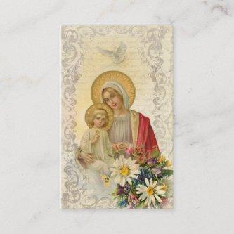 Vintage Mary Jesus Memorare Prayer Holy Card