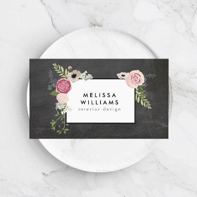 Vintage Modern Floral Motif on Chalkboard Designer