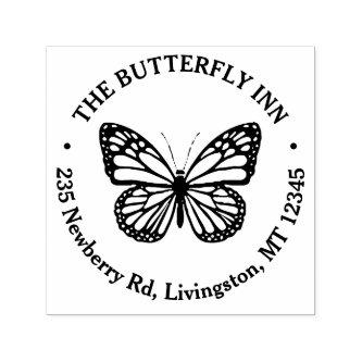 Vintage Name Return Address Butterfly Logo Self-inking Stamp