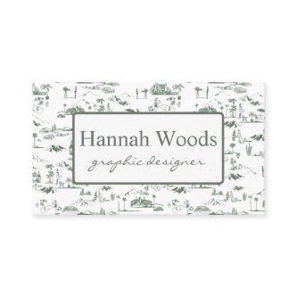 Vintage Olive Green Hollywood Hills Toile