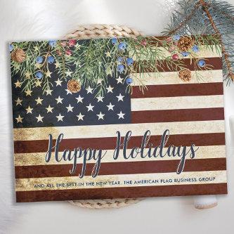 Vintage Patriotic American Flag Corporate Business Holiday Postcard