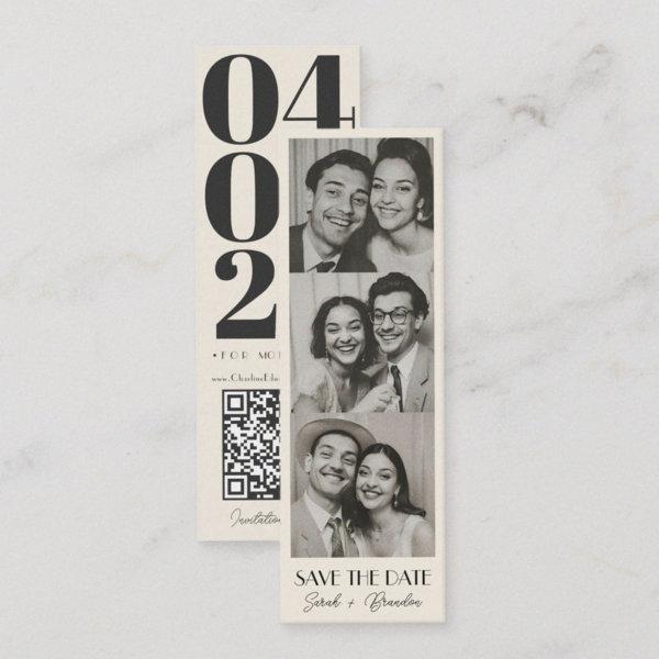 Vintage Photobooth Bookmark Qrcode Save the Date Calling Card