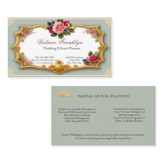 Vintage Pink Roses Gold Filigree Event Planner