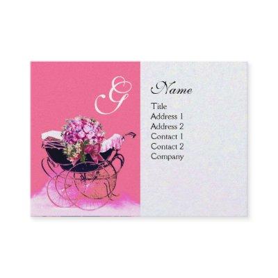 VINTAGE PRAM WITH FLOWERS  BABY SHOWER,pearl paper