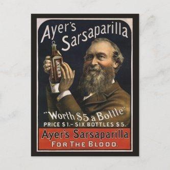 Vintage Product Label, Ayer's Sarsaparilla Drink Postcard