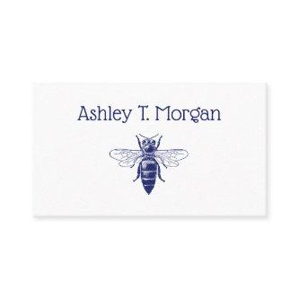 Vintage Queen Bee Drawing in Blue