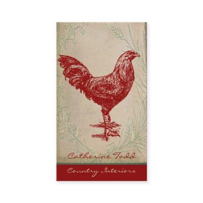Vintage Red Rooster Shabby Chic Interior Design