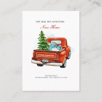 Vintage Red Truck Christmas Moving New Home Card