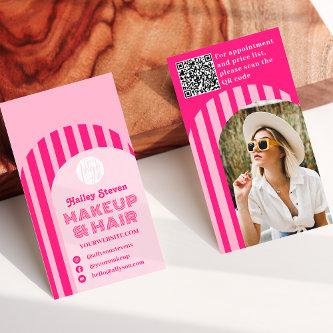 Vintage retro 70s neon pink arch photo makeup