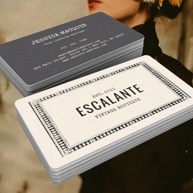 Vintage Retro Elegant Black Border Beige