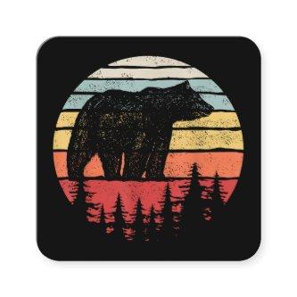 Vintage Retro Grizzly Bear Square