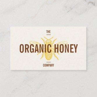Vintage retro handmade brown yellow honey bee logo