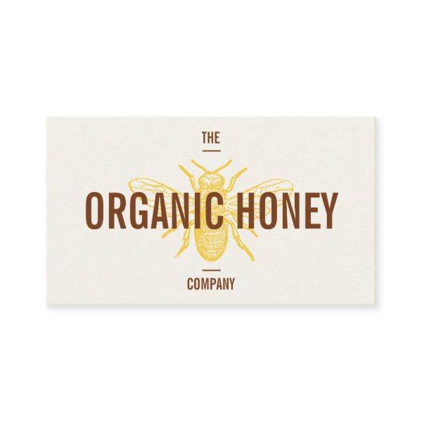 Vintage retro handmade brown yellow honey bee logo