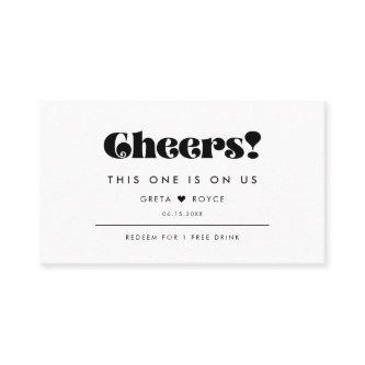Vintage Retro Script Wedding Drink Ticket