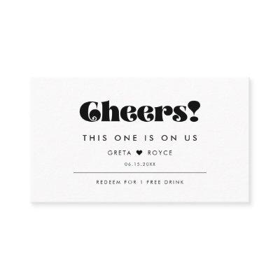 Vintage Retro Script Wedding Drink Ticket