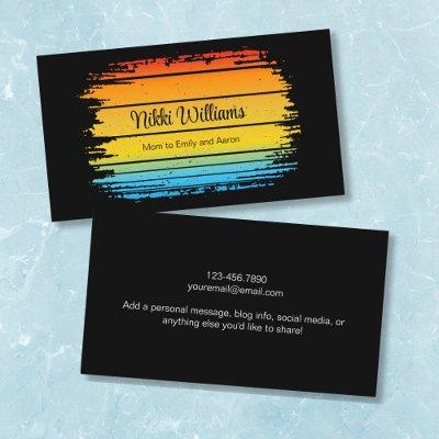 Vintage Retro Sunset Vibes Grunge Black Calling Card