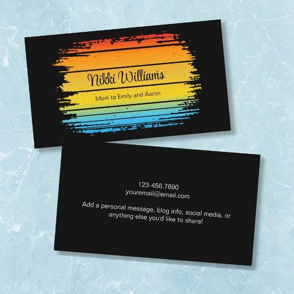 Vintage Retro Sunset Vibes Grunge Black Calling Card
