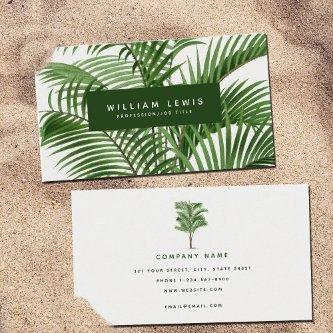 Vintage Retro Watercolor Palm Tree Leaves