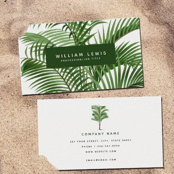 Vintage Retro Watercolor Palm Tree Leaves