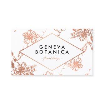 Vintage Rose Gold Floral Pattern on White Designer
