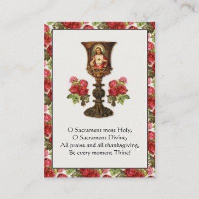 Vintage Sacred Heart of Jesus Chalice Prayer Roses