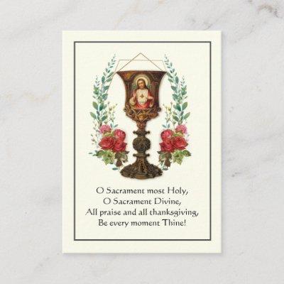 Vintage Sacred Heart of Jesus Chalice Prayer Roses