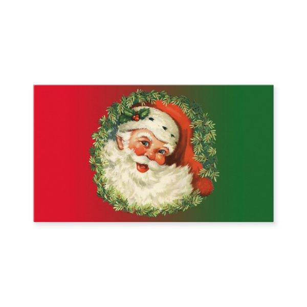 Vintage Santa Claus with Pine Wreath