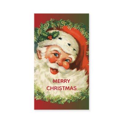 Vintage Santa Claus with Pine Wreath Christmas
