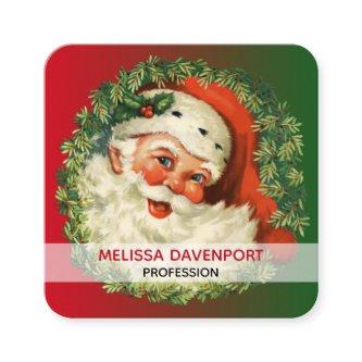 Vintage Santa Claus with Pine Wreath Square