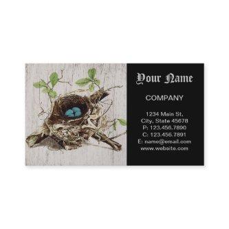 vintage script ephemera bird nest french botanical