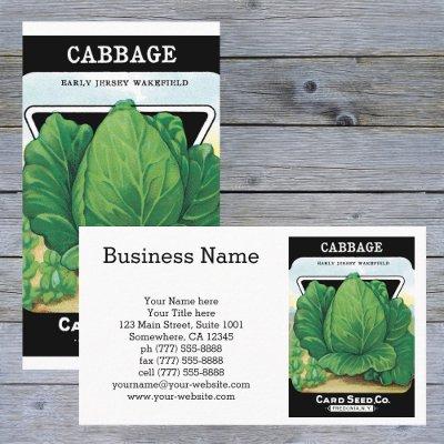 Vintage Seed Packet Label Art, Green Cabbage