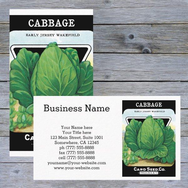 Vintage Seed Packet Label Art, Green Cabbage