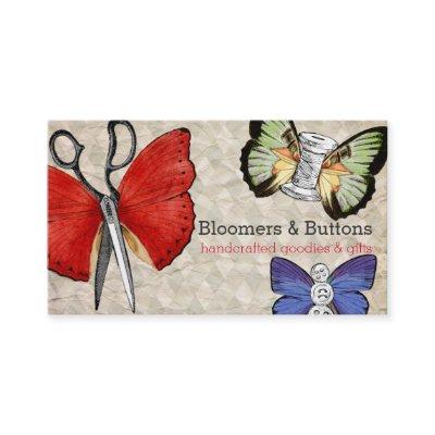 Vintage sewing notions butterflies seamstress card