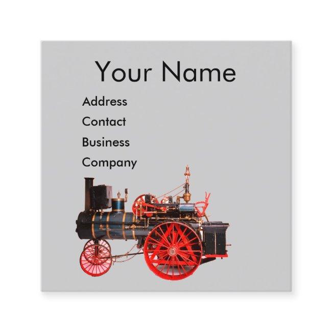 VINTAGE STEAM LOCOMOTIVE Red Grey Square