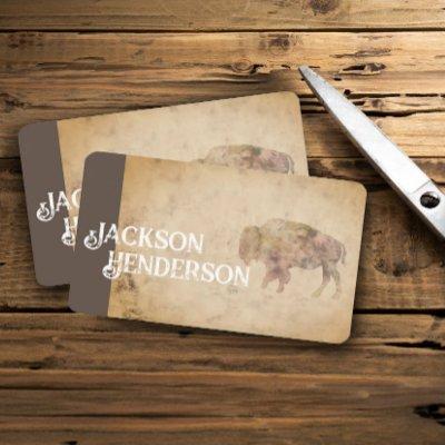 vintage style bison art brown rustic