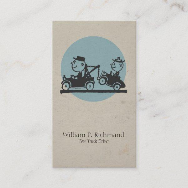 Vintage Tow Truck Blue with Retro Circle