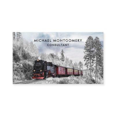 Vintage Train Winter Christmas Scene