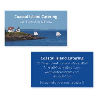 Vintage Travel Blue Ocean Lighthouse Maine Sail