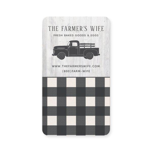 Vintage Truck Black White Buffalo Plaid Wood Farm