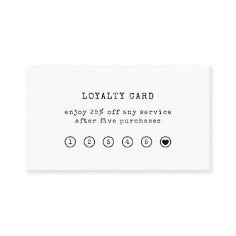 Vintage Typewriter Text | Black and White Loyalty Card