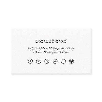 Vintage Typewriter Text | Black and White Loyalty Card