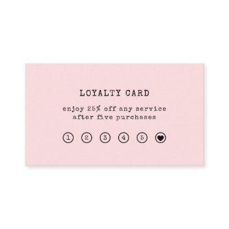 Vintage Typewriter Text | Blush Pink Loyalty Card