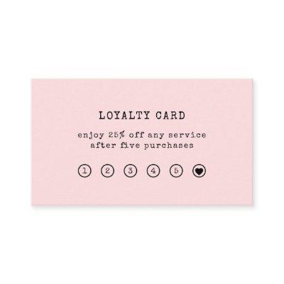 Vintage Typewriter Text | Blush Pink Loyalty Card