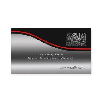 Vintage Wagon Wheel, red swoosh, metallic-effect