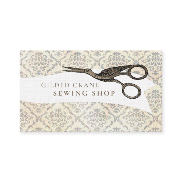 Vintage Wallpaper Gilded Bird Scissors