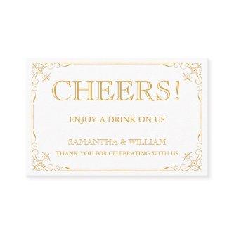 Vintage Wedding Free Drink Ticket | Custom Color