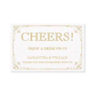 Vintage Wedding Free Drink Ticket | Custom Color